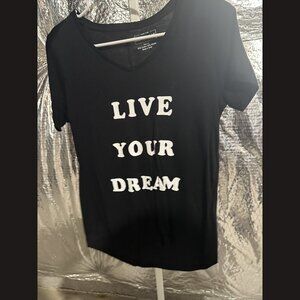For The Republic Black Graphic Top XS | 'Live Your Dream' Inspirational Tee